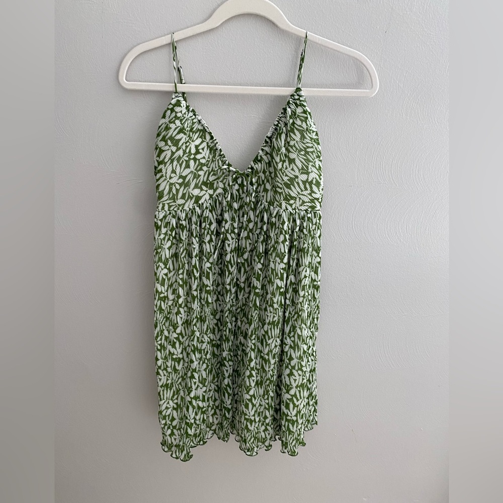 NWT Abercrombie Plisse Ruched Babydoll Mini Dress